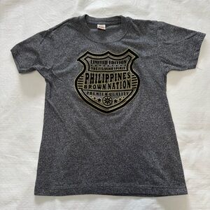 Philippine Brown nation Gray Kids Graphic Tee with Gold Print size 10